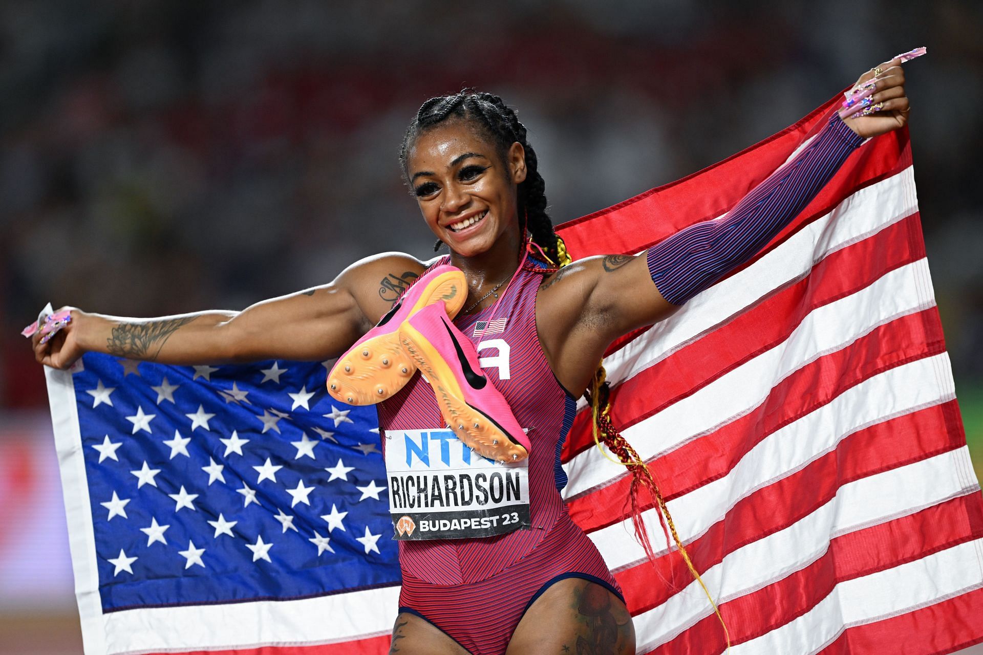 Sha'Carri Richardson at the World Athletics Championships Budapest 2023 - Source: Getty
